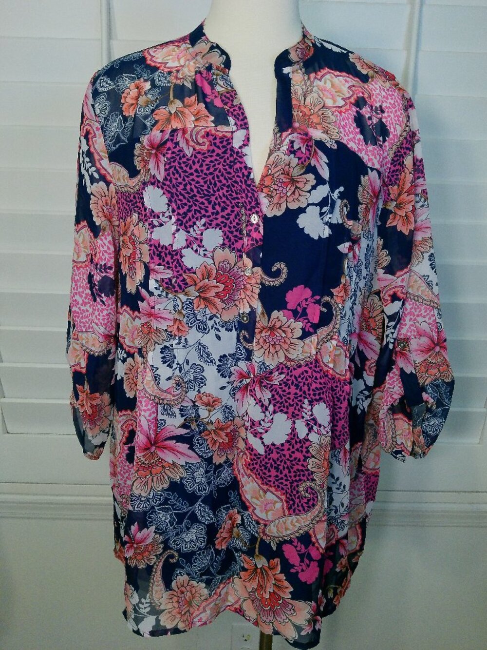 Blouse Tunic Top Cocomo Floral Size 1X